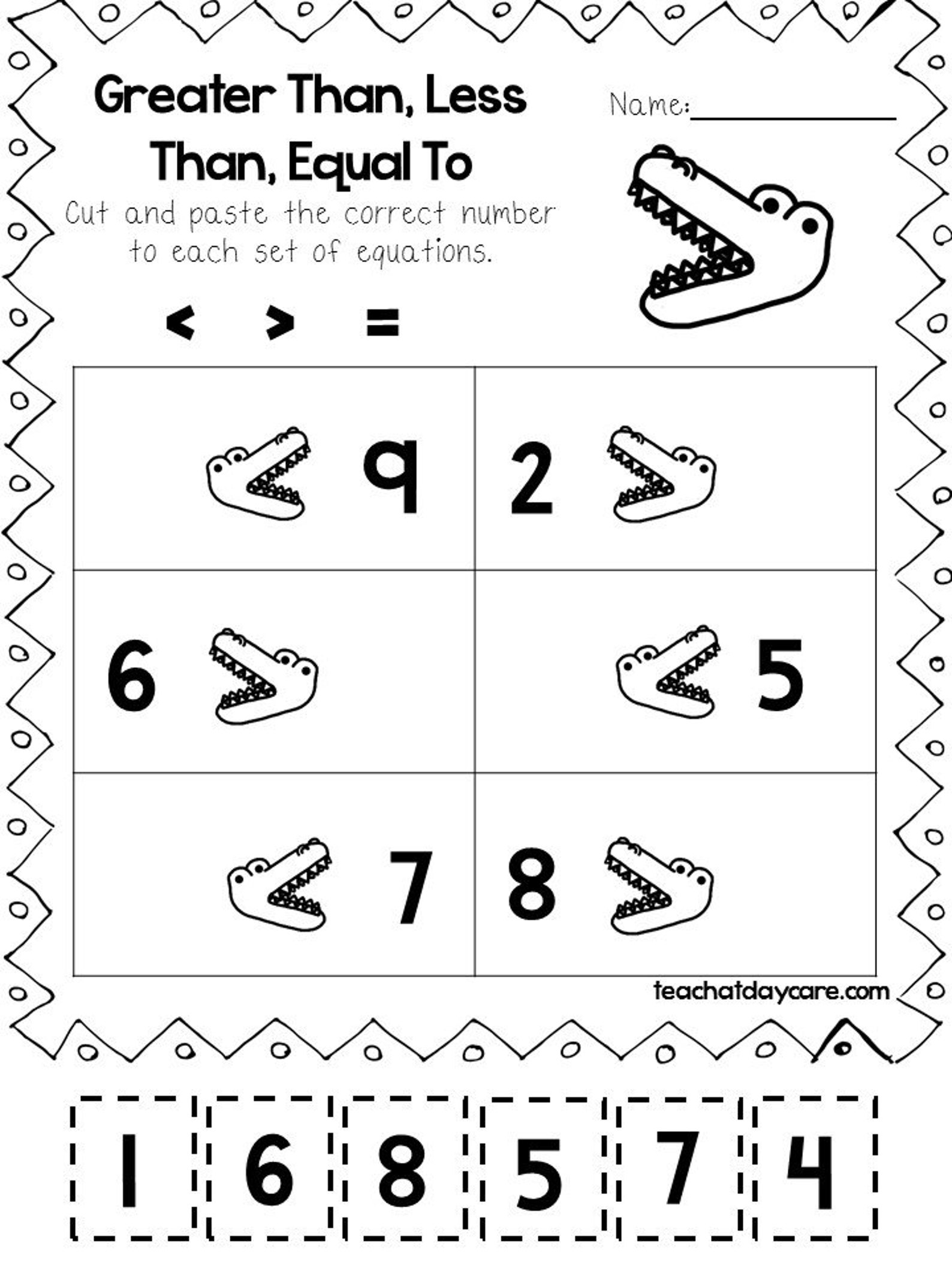 30 Printable Greater Than Less Than Equal to Worksheets. | Etsy