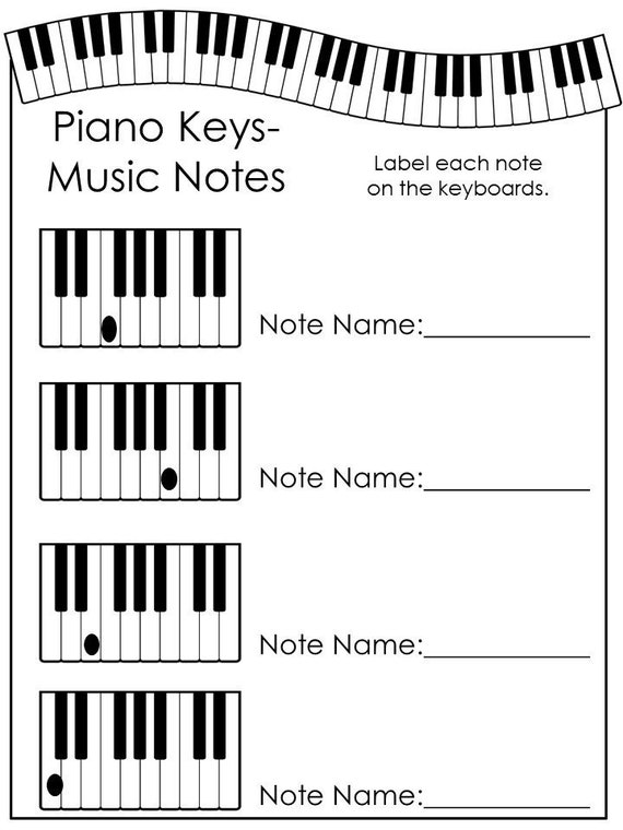 10 label the keys music notes worksheets beginning piano etsy