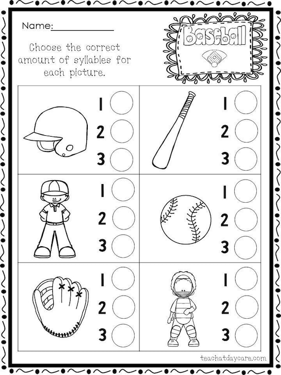 10 Printable Syllables Worksheets. 1st-2nd Grade ELA | Etsy