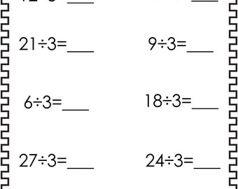 10 printable division worksheets numbers 1 10 3rd 5th grade etsy