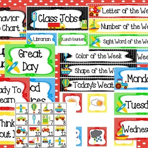 Transportation themed Printable Classroom Accessories and Decor Bulletin Board Sets Download