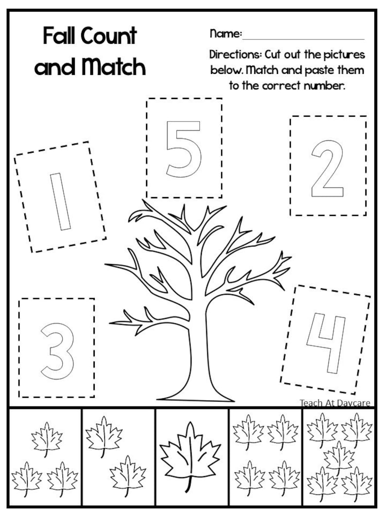 15 Printable Fall  Match  the Picture to the Number 