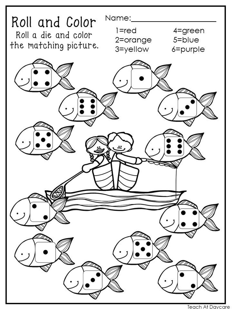 20 printable roll and color worksheets numbers 1 6 etsy