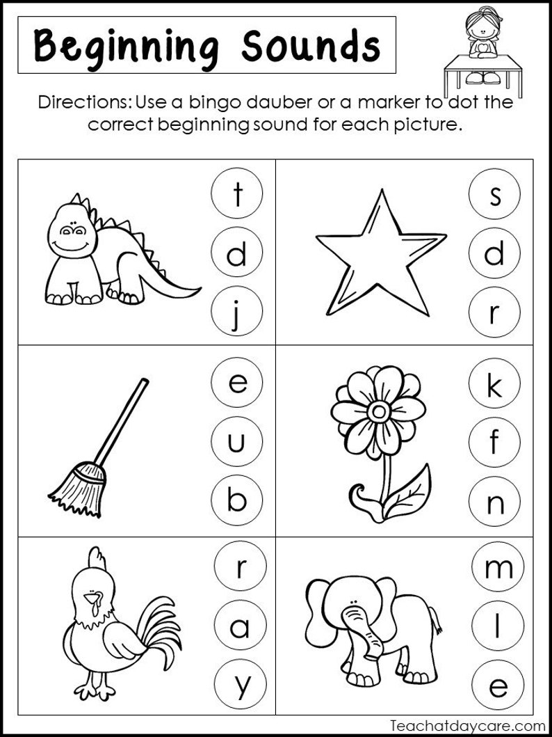 10 Printable Beginning Sounds Worksheets. Preschool-1st Grade - Etsy