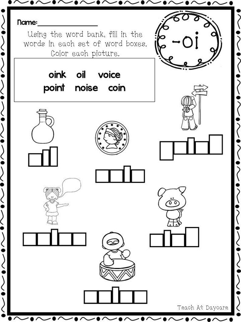 10 Printable Diphthongs Box Write Worksheets Kindergarten 2nd Etsy