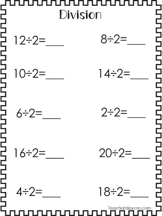 10 printable division worksheets numbers 1 10 3rd 5th grade etsy norway