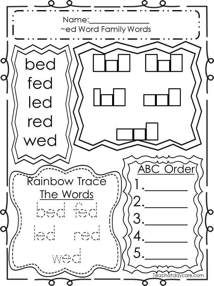 20 Printable Word Family Worksheets. Preschool Phonics Writing Etsy