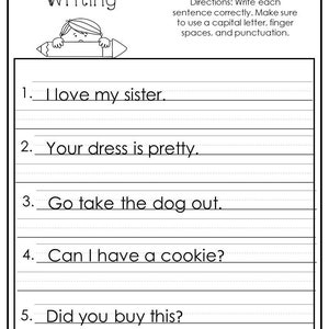 10 printable write the sentence worksheets 1st 3rd grade ela etsy