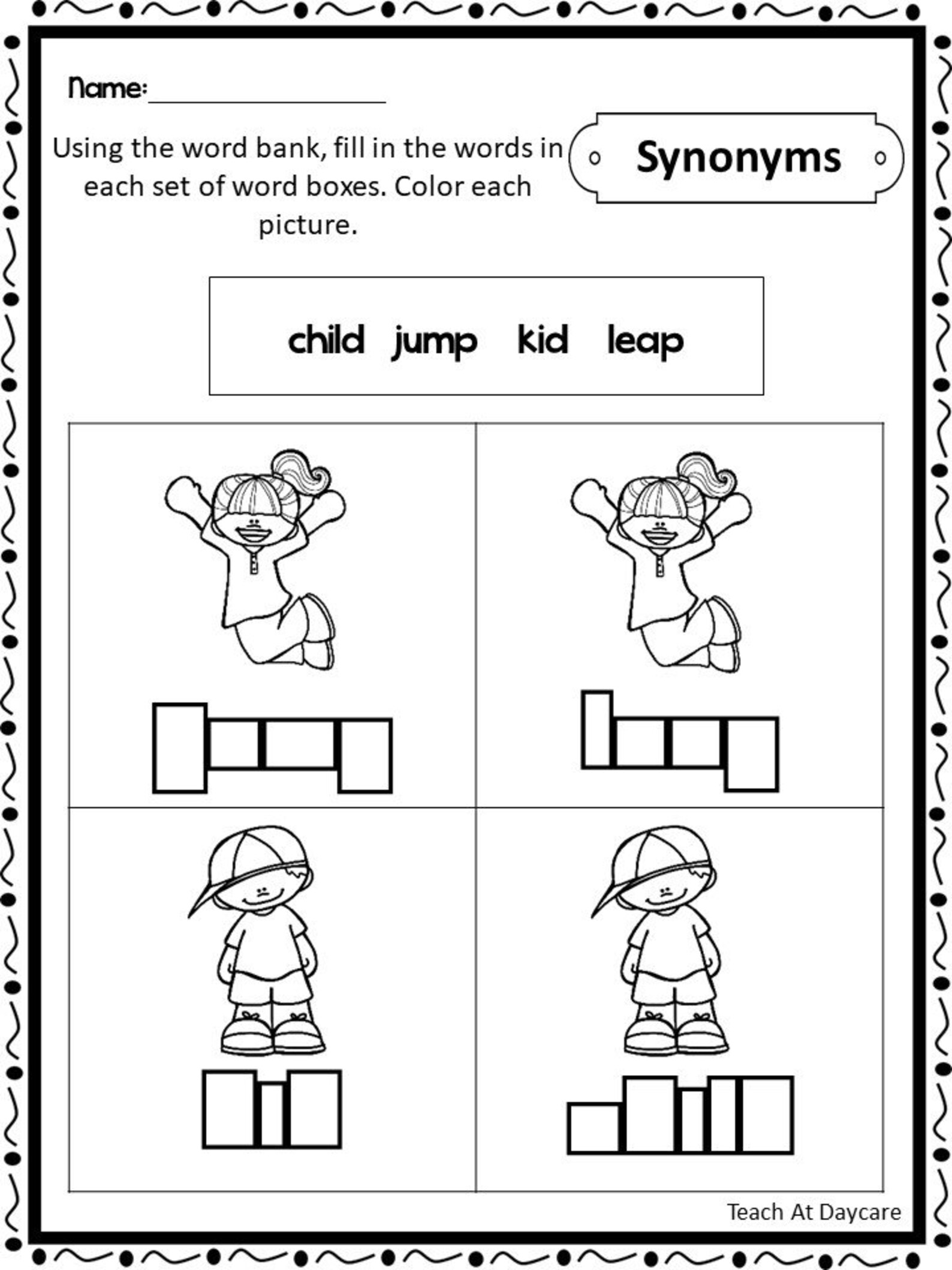 21 Printable Antonyms and Synonyms Box Write Worksheets. Etsy