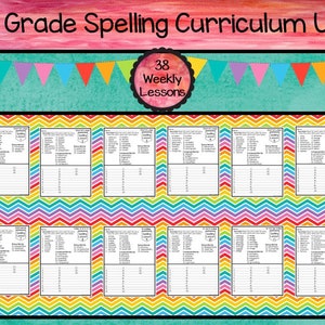 4th Grade Spelling Curriculum Unit. 38 Weekly Lessons. Prints 646 pages.