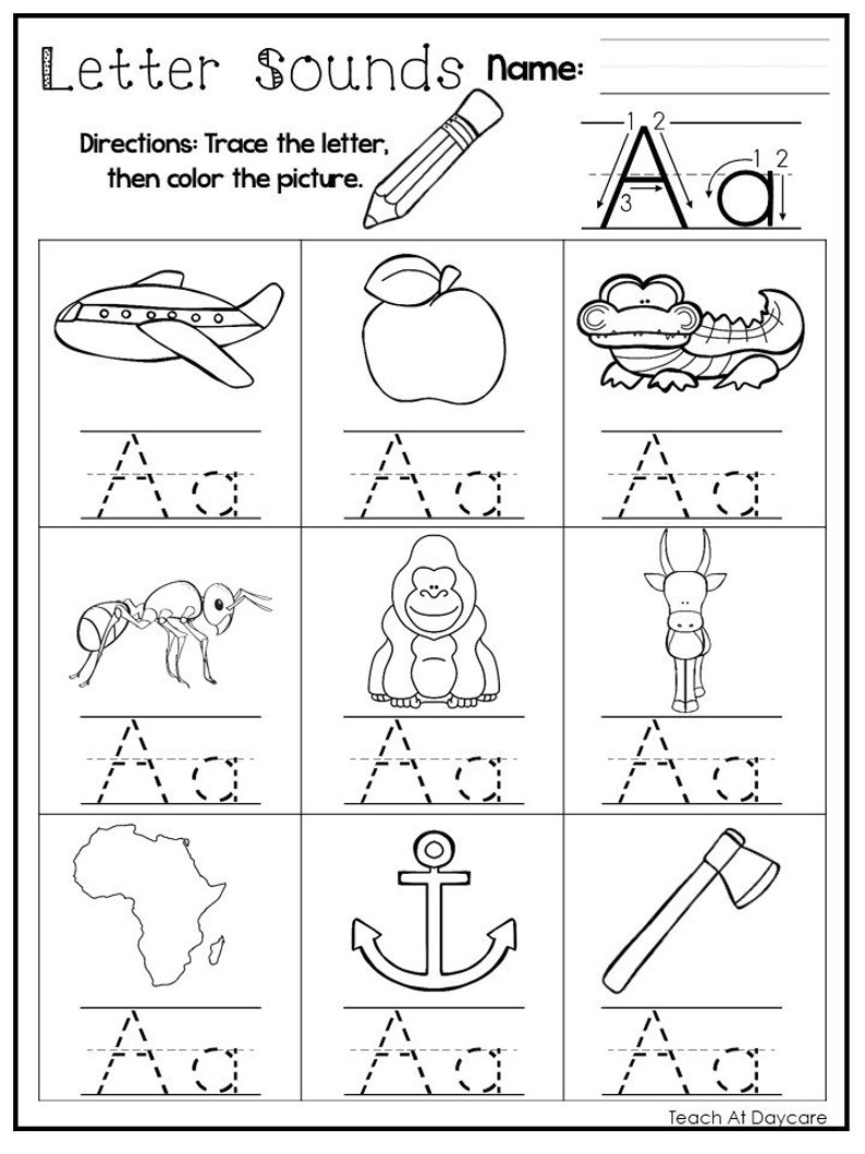26 printable alphabet letter sounds worksheets preschool kdg etsy