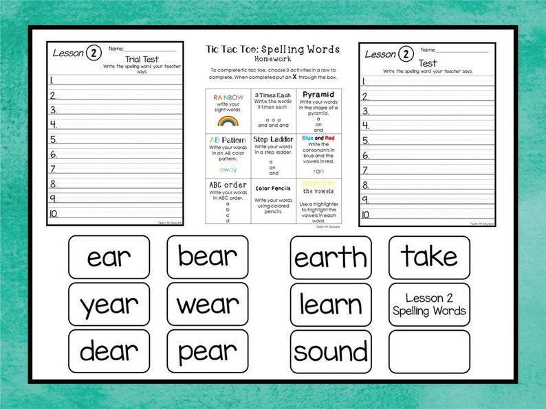 2nd Grade Spelling Curriculum Unit. 38 Weekly Lessons. Prints 663 pages. image 5