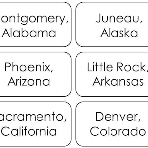 50 States and Capitals Printable Flashcards. US Geography and History.