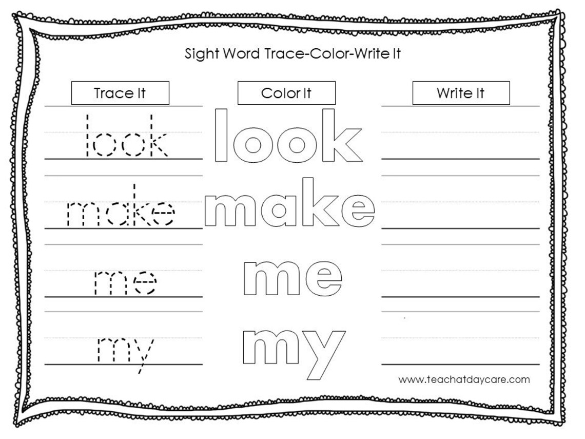 10 Printable Dolch Pre-primer Sight Words Trace It Color It | Etsy