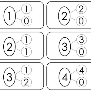 120 Printable Number Bond Flashcards. Numbers 1-20.  Preschool thru Third Grade educational math learning activity.