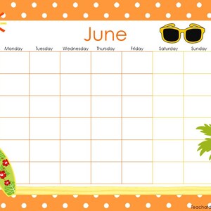 12 Printable Blank Themed Monthly Calendars. Preschool and Elementary ...