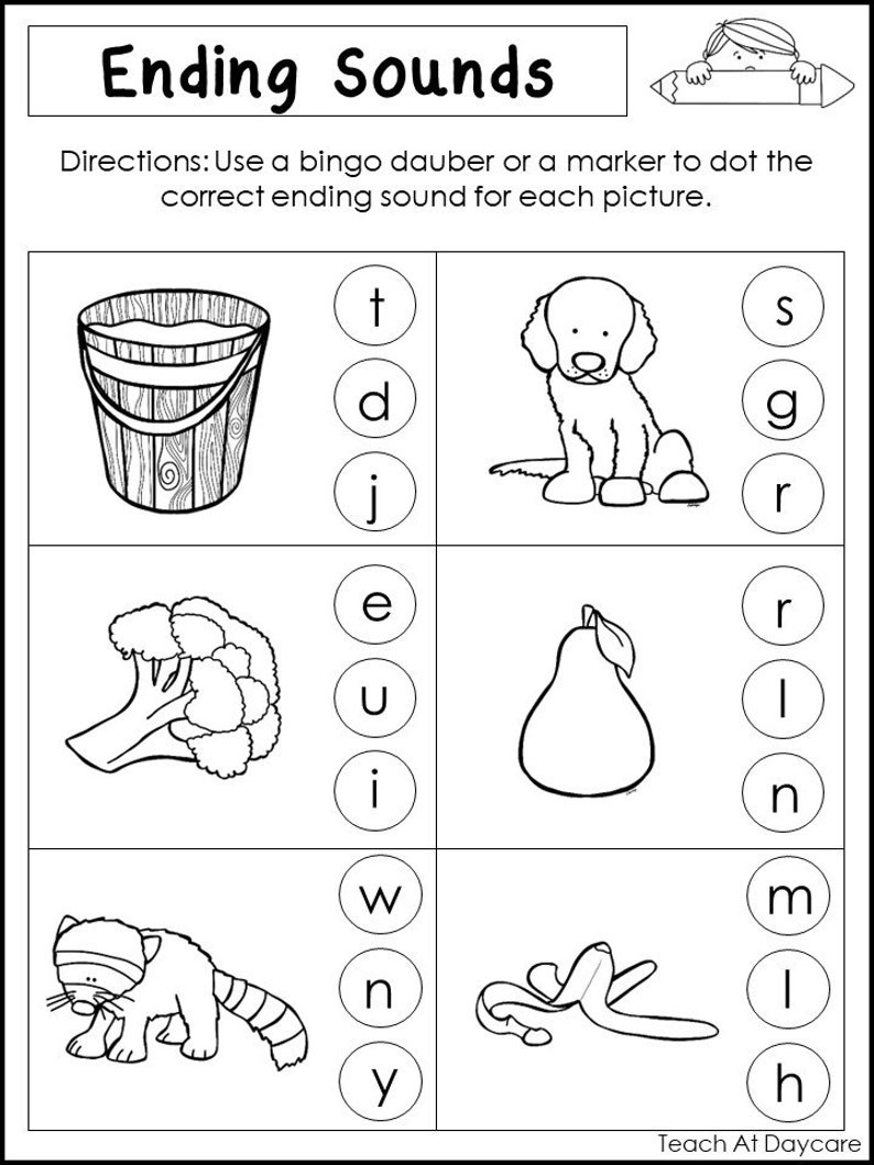 20 Printable Ending Sounds Worksheets. Preschool-1st Grade Phonics and