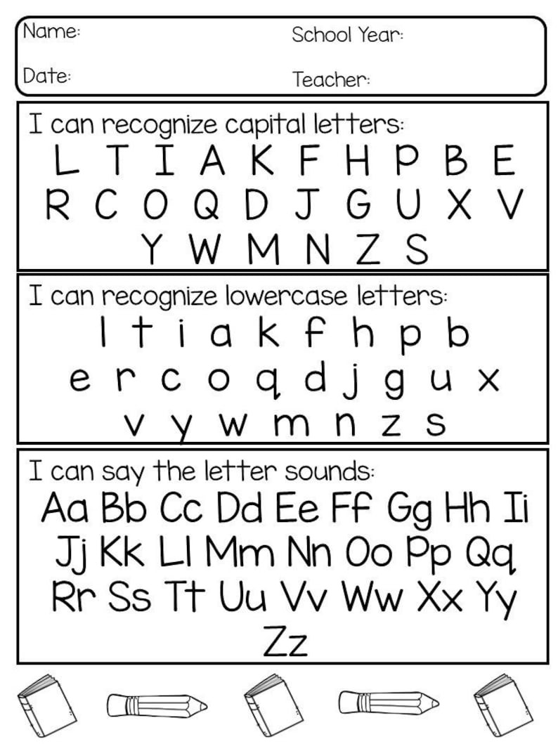 Printable preschool assessment worksheets etsy riset