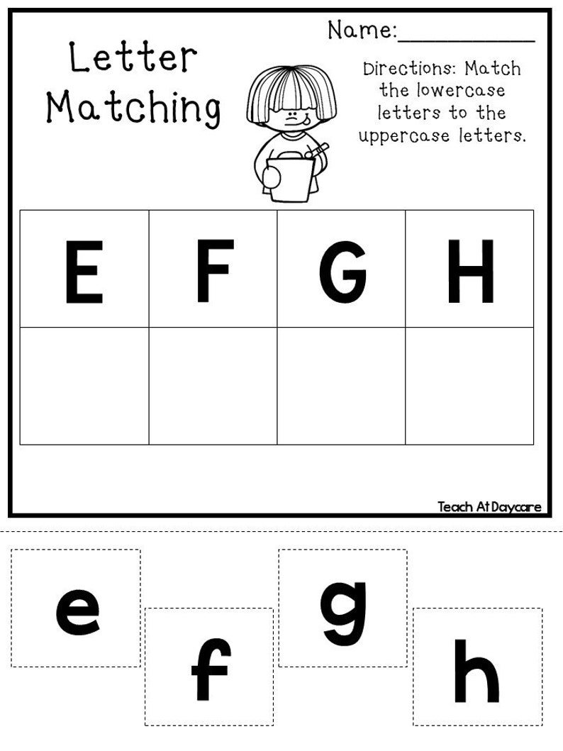 21 printable alphabet matching worksheets preschool kdg etsy