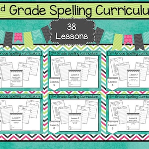 2nd Grade Spelling Curriculum Unit. 38 Weekly Lessons. Prints 663 pages.