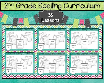 2nd Grade Spelling Curriculum Unit. 38 Weekly Lessons. Prints 663 pages.
