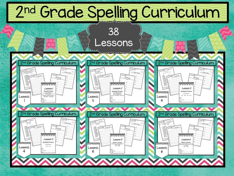 2nd Grade Spelling Curriculum Unit. 38 Weekly Lessons. Prints 663 pages. image 1