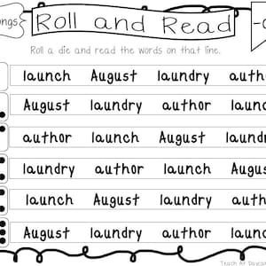 10 Printable Diphthongs Roll and Read the Word Worksheets. Kindergarten-2nd Grade ELA Worksheets.