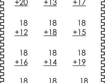 20 printable addition worksheets numbers 11 20 preschool 2nd etsy india