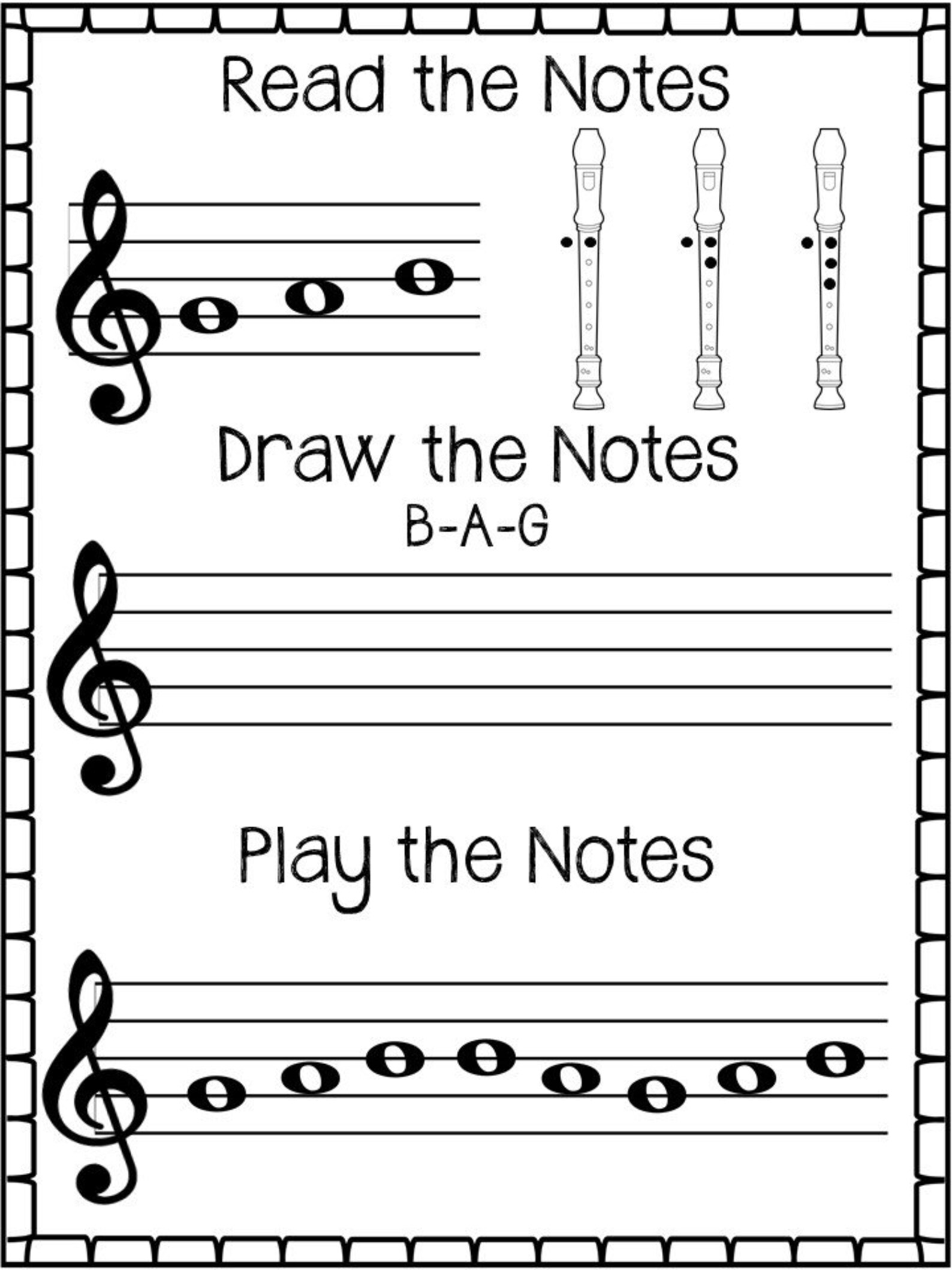 11 B A G Recorder Worksheets. Music Appreciation and Etsy