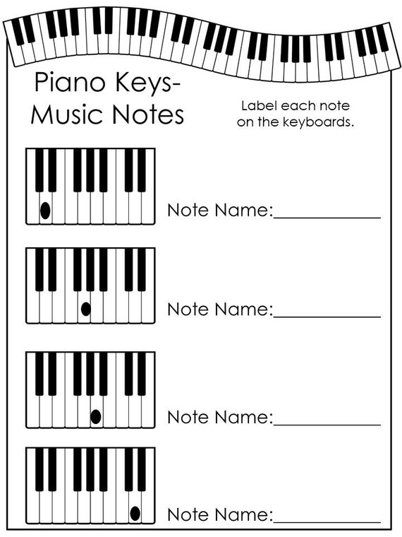 10 Label the Keys-music Notes Worksheets. Beginning Piano Music.  Preschool-2nd Grade. Music Appreciation. 