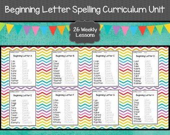 Beginning Letter Spelling Curriculum Unit.  26 Weekly Lessons.  Prints 390 pages