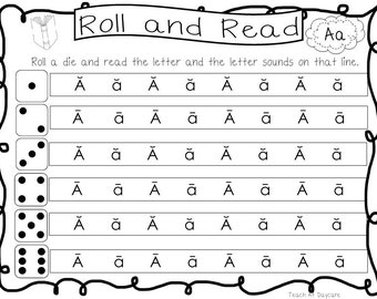 13 Roll and Read Letter Sounds Worksheets. Preschool-1st Grade Phonics Worksheets and Activities.