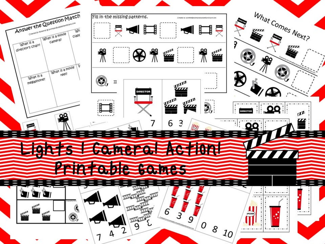 30 Lights, Camera, Action Games Download. Games and Activities in PDF