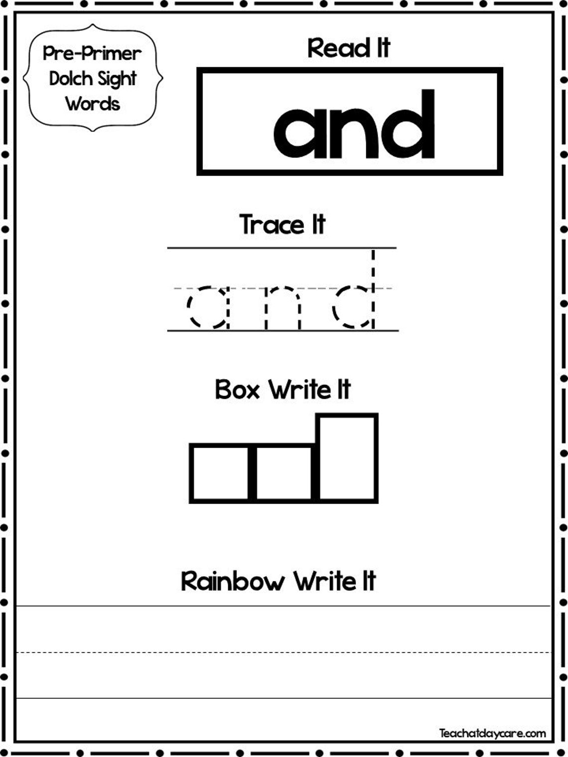 40 Printable Dolch Pre-primer Sight Words Read It Trace It - Etsy