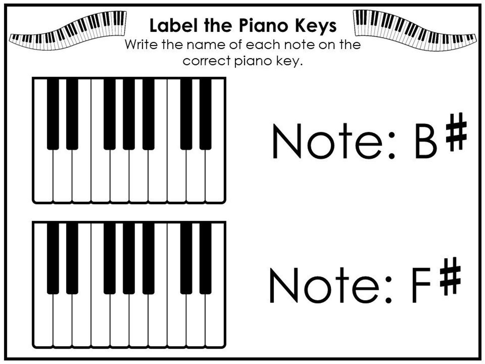 15 Label the Piano Keys Worksheets. Beginning Piano Music. Etsy