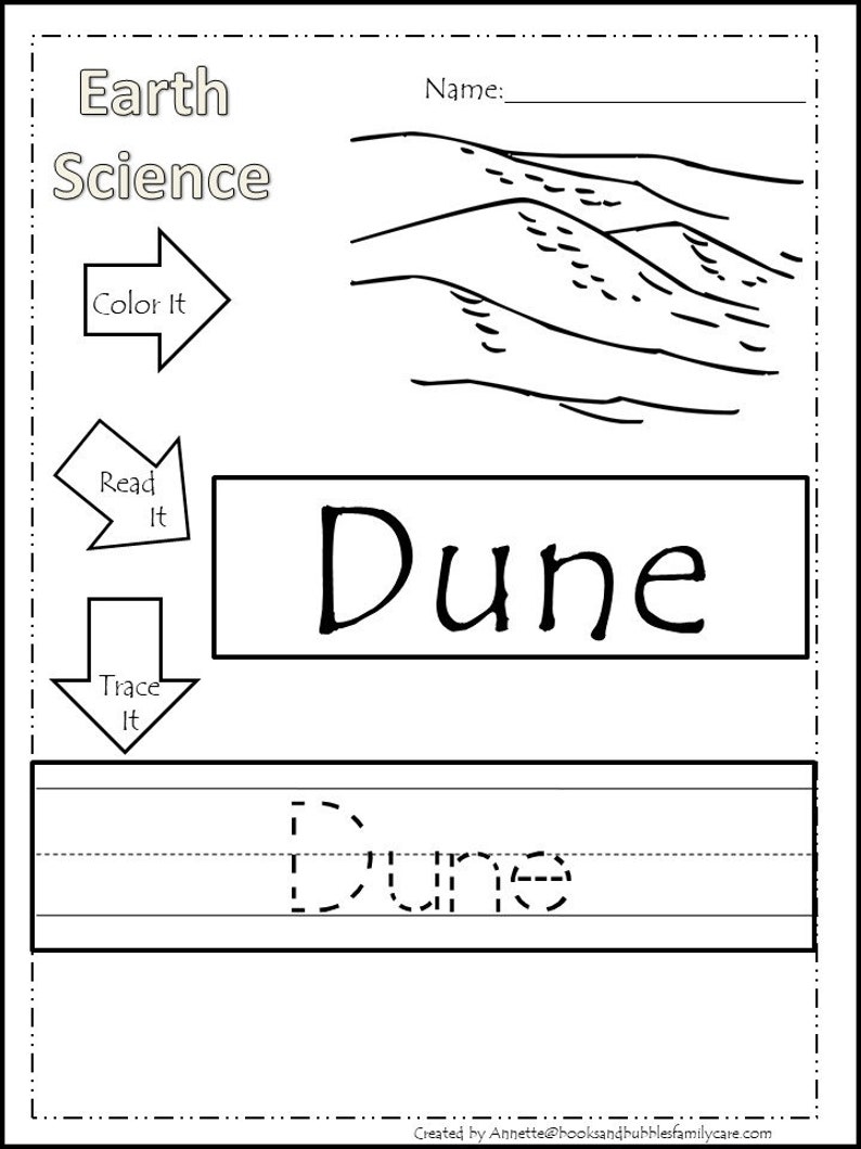 30 Earth Science Printable Worksheets. Color Read Trace Land - Etsy