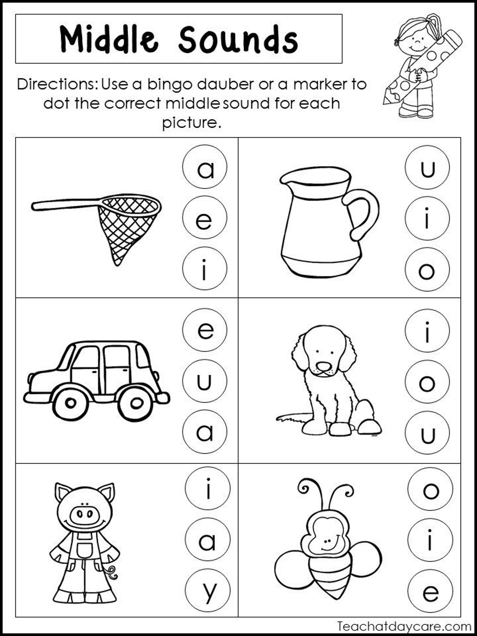 Free Printable Middle Sounds Worksheets