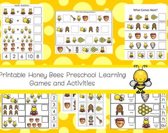 Descarga de 30 juegos de aprendizaje preescolar Honey Bee. Juegos y Actividades en archivos PDF.
