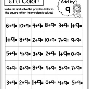 10 Printable Roll, Add, and Color Worksheets. Numbers 1-10. Preschool ...