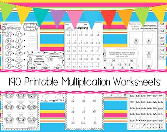 190 Multiplication Worksheets Download. ZIP file. 2nd Grade through 4th Grade Math Practice Worksheets.