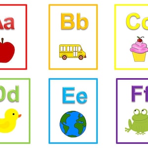 26 Printable Alphabet Flash Cards. Full color flash cards. Preschool learning activity for daycare children. image 1