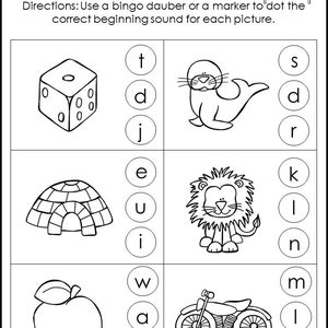 10 Printable Beginning Sounds Worksheets. Preschool-1st Grade | Etsy