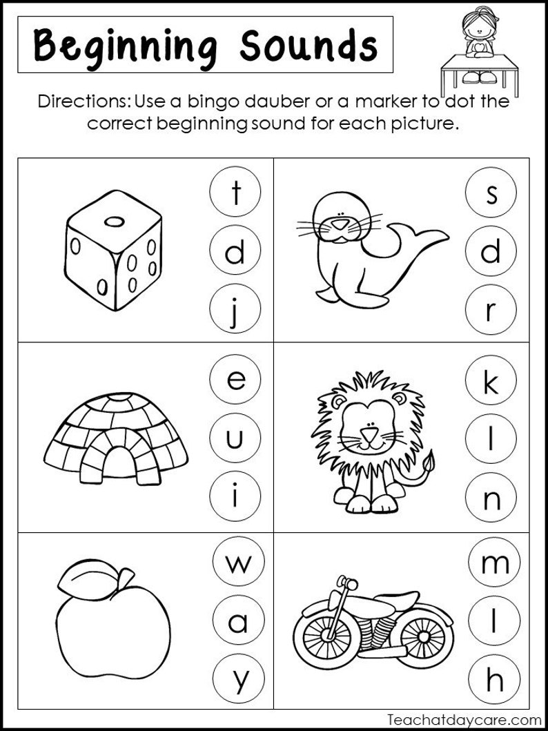 10 printable beginning sounds worksheets preschool 1st grade etsy
