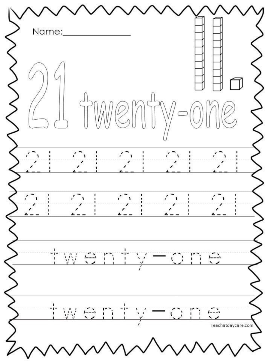 10 Printable Numbers 2130 Tracing Worksheets. Preschoolkindergarten