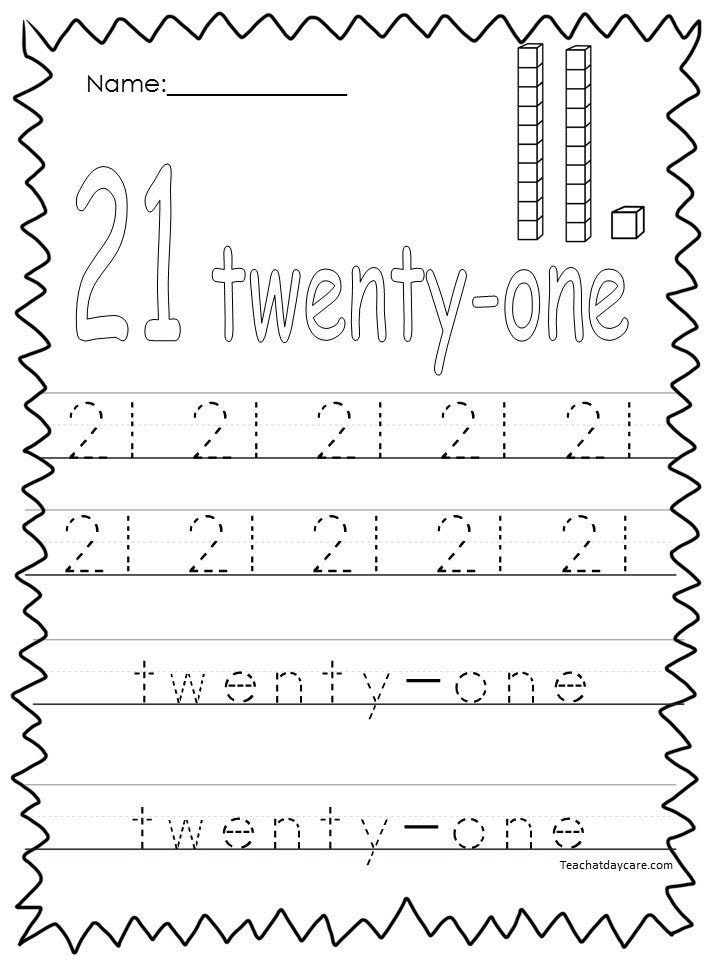 Writing Numbers 21 30 Worksheets