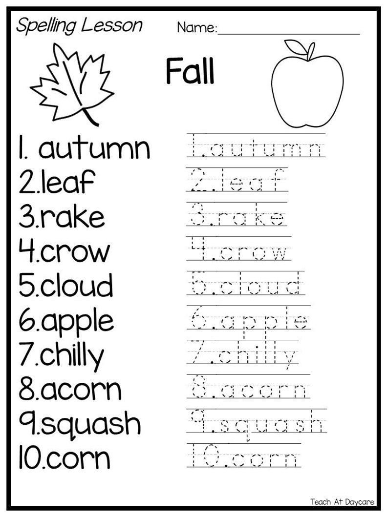 First Grade Fall Themed Words Spelling Activity. Supplemental ...