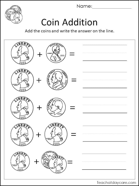 20 printable count and add the money worksheets kdg 2nd etsy new zealand