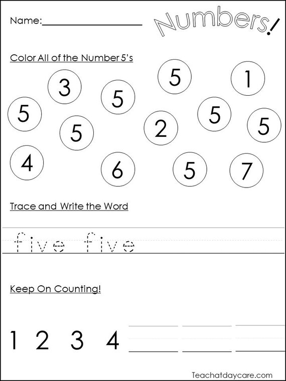 40 printable numbers 1 20 practice worksheets preschool kdg etsy