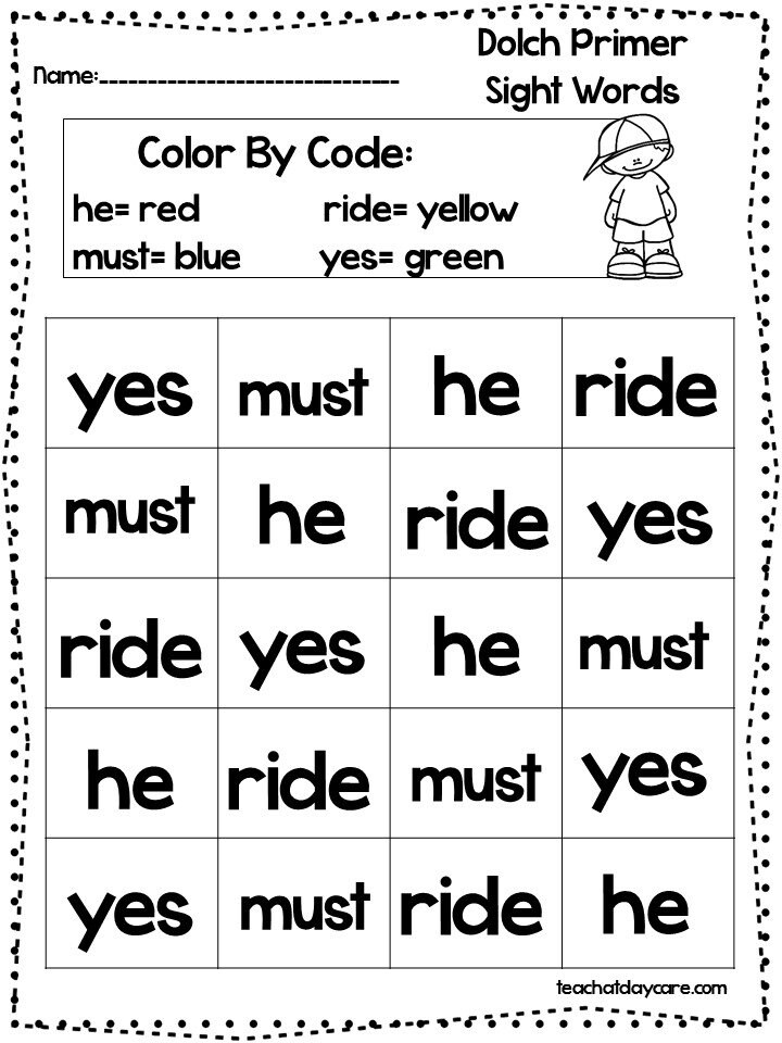 13 Printable Color the Dolch Primer Sight Words Worksheets. Etsy