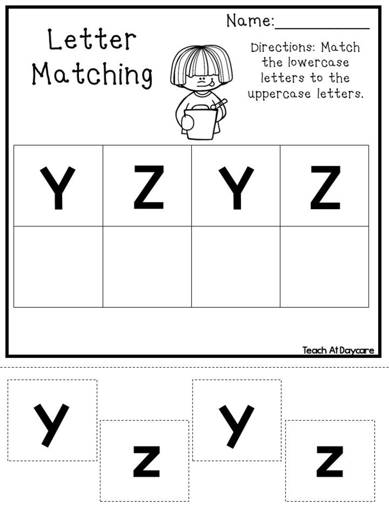 21 printable alphabet matching worksheets preschool kdg etsy